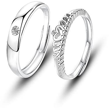 Verlobungsring Paar Ring 925 Silber Ehering, Pärchen Ringe Herz Kronenring Silber Partnerringe Für Sie Und Ihn Freundschaftsringe Paar Geschenke