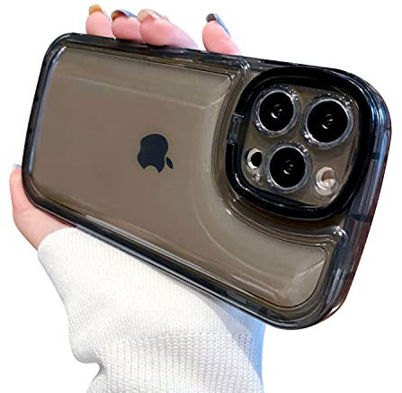 Ownest Compatible with iPhone 12 Pro Max Case with Clear Kickstand Creative Protective Design Case with Camera Holder for TPU Slim Shockproof Cool Phone Case for iPhone 12 Pro Max-Black