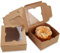 CYEER 6 Inch Cake Box Set of 72, 6x6x3 inch Cupcake Boxes for Cake Portions, Brown Kraft Box with Window for Cupcake Portions Cookie Donuts