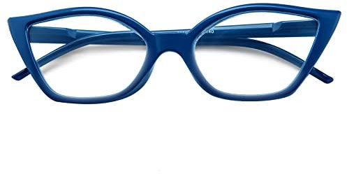 Kodilin Occhiali da Lettura Donna 1.5 Anti Luce Blu Cat Eye Occhiali per PC con Cerniera a Molla, Blu