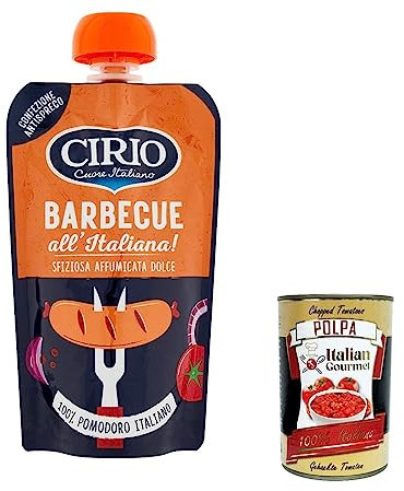 Cirio Salsa Barbecue All'italiana, sans gluten, sauce barbecue italienne BBQ 120 g + polpa 400 g