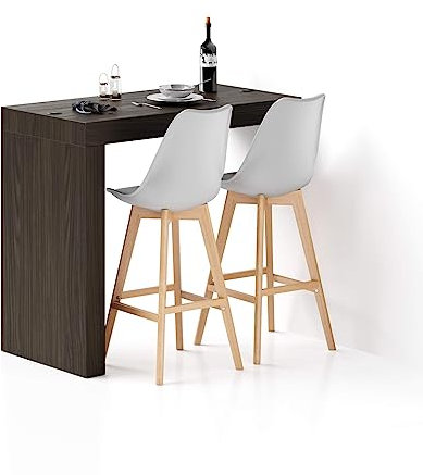 MOBILI FIVER, Evolution Küchenhalbinsel 120x60 Nussbaum Dunkel, kabelloses Ladegerät, Made In Italy