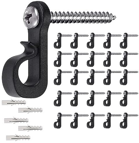 ZEACCT 25 Pcs Multi-Purpose Screw Hooks - Christmas Light Clips & Garden Hangers (Easy-Release Design for LED Strings, Fairy Lights & Outdoor Decor, Rust-Proof Widthwise Fasteners)