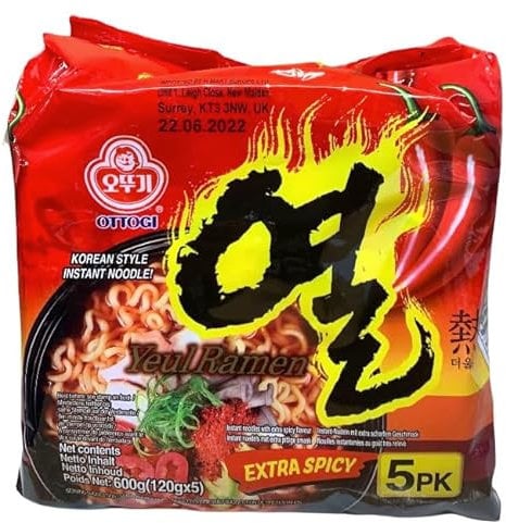 Ottogi YEUL Super Spicy Ramen Ramyun Korean Instant Noodles 120g (5 Packs)