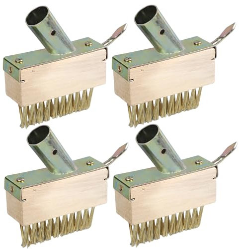 BYZESTY Unkraut Fugenbürste, 4 Stück Unkrautbürste, Stahlbürste mit Stiel, Ersatzbürsten Fugenreiniger Fugenkratzer Gartenbesen für Fugenreinigung | Drahtbesen