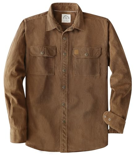 Dubinik® 8.3 oz Schwere Cord Hemd Herren Jacke Langarm Vintage Freizeit Druckknöpfen Doppelte Brusttaschen Regular Fit