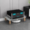 GUAWJRZDP Hi Fi Rack, Hi Fi Regal mit Gehärteter Glasplatte, Audio Rack Hi Fi Regal, Record Player Stand mit Stoßdämpfenden Füßen, Offener Phonoschrank, TV-Ständer mit Holzsäulen(White+Wood,1-Tier)