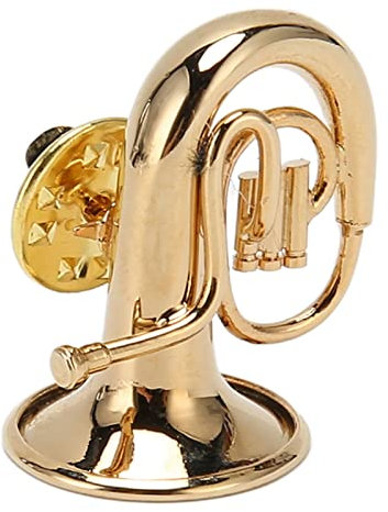 NSXAYIWE Miniatur-Tuba-Reversbrosche, Messing-Mini-Musikinstrument-Brosche mit rotem, mit Samt gefüttertem Etui, Musikzubehör für die Oberbekleidung-Kleiderparty