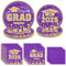 Guzbewu class of 2025 graduation plates and napkins purple and gold