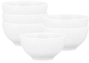 Seltmann Weiden Amina Weiß Dipschalen 6er Set, 8 cm, Kleine Snackschälchen mit dezentem Relief-Muster, Spülmaschinen- und Mikrowellenfest, Porzellan, Weiß
