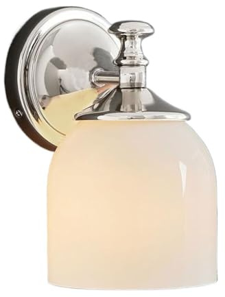 Wandleuchte Innen Wandlampe Retro Flur Wandleuchte Milchweiß Glas Eisen Wandleuchte Silber Badezimmer Waschtisch Wandhalterung Lampe E27 Festverdrahtete Wandleuchten for Schlafzimmer Wohnzimmer Flur W