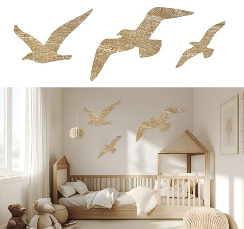 LUHOCIY 3 Stück Wanddeko Wohnzimmer, Maritime Deko Outdoor, Wanddeko Holz, Verwendet, um zu Hause Raum zu Dekorieren, Ob im Wohnzimmer Hängen, Schlafzimmer, Kann Eine Marine Stil zu Schaffen (Möwe)