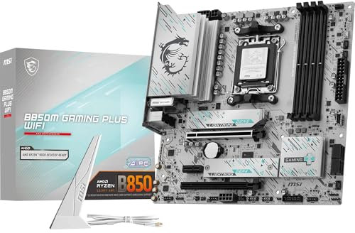 MSI B850M GAMING PLUS WIFI Motherboard, mATX - Supports AMD Ryzen 9000/8000 / 7000 Processors, AM5 - DDR5 Memory Boost 8200+ MT/s (OC), PCIe 5.0 x16 & 4.0 x4, M.2 Gen5, Wi-Fi 7, 5G LAN