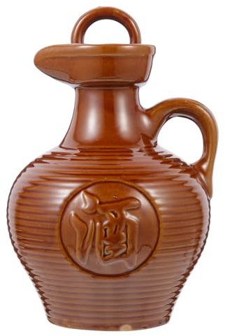 FESTFENDS Jarra de Vino de Cerámica Marrón de 500ml, Hervidor de Vino Hogar Diseño Simple y Elegante, Funcionalidad Práctica y Decoración Exquisitamente Elaborada