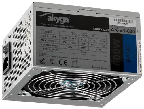 Akyga PSU (Power supply unit) with Quiet Fan, Grey, 120 mm grey gray