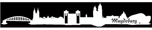Samunshi® Autoaufkleber Magdeburg Skyline Aufkleber in 9 Größen und 25 Farben (20x3,2cm weiß)