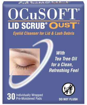 Oust Demodex Cleanser Pads by Ocusoft x 1 | With tea tree oil for cap/lash residues; provides calming and calming comfort