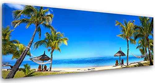 Feeby Impression sur Toile Îles 150x60 cm 1 pièces Tableaux Tableau Mural Image Moderne Décoration Murale Artistique Photographie Cuisine Salon Chambre à coucher Tropicales Nature Bleu