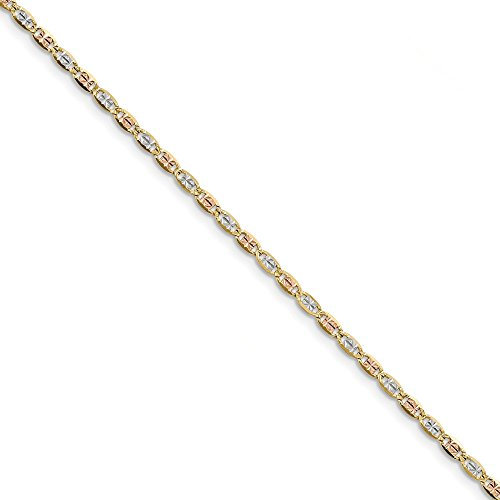 Valentino Armband 14 Karat dreifarbig Gold 2,75 mm Pav 20,3 cm
