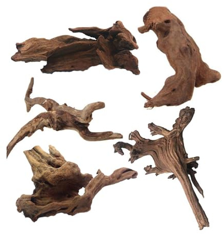 Tfwadmx Lot de 5 branches de bois flotté pour aquarium - 10,2 à 20,8 cm - En bois naturel - Décoration pour aquarium