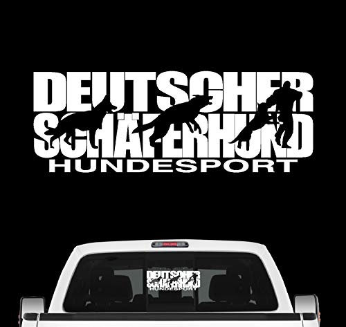 siviwonder Deutscher Schäferhund Hundesport Auto Aufkleber Hund Folie Shepherd Farbe Weiß, Größe 60cm
