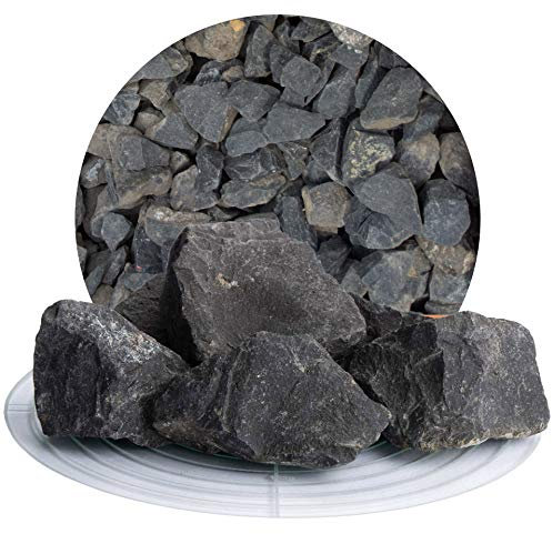 Schicker Mineral Basalt Ziersplitt anthrazit 32-56 mm 25 kg, Basaltsplitt aus Deutschland in verschiedenen Größen von 2-56 mm, Basaltbruch farbechter Naturstein ideal zur Garten-, Hof- & Weggestaltung