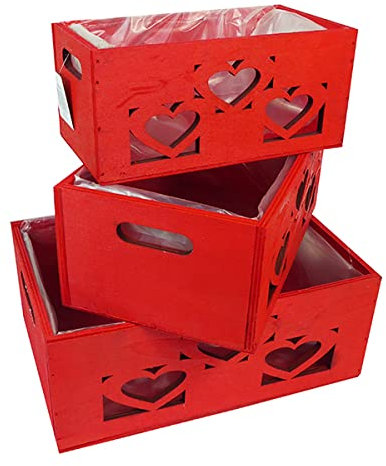 Zelda Bomboniere Cassetta Legno Cuori S/3 Decorazione Festa Innamorati