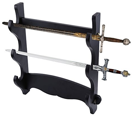 HURRISE Sword Stand Wall Mounted Sword Stand 3 Place Wooden Holder Display Stand for Japanese Knife and Katana, Ninja and Samurai Sword