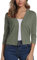 EXCHIC Femmes Elegant Manches 3/4 Ouvert Devant Boleros Cardigan Gilet (S, Claire Olive Vert)