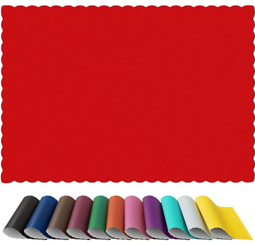 Paper Placemats - Disposable - Scalloped Edge (100, Red) | Disposable paper placemats, scalloped-edge design, red, 100 count, quick table setup and cleanup