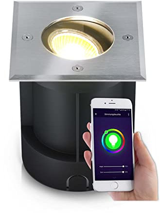 lambado® Bodenstrahler außen mit App-Steuerung, Alexa & Google - Dimmbar & Farbwechsel - Bodeneinbaustrahler aussen schwenkbar für tolle Effekte