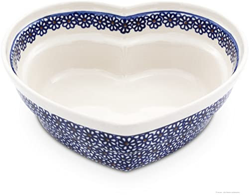 Bunzlauer keramik Original 1,5 Liter Schüssel/Schale/Backform in Herzform, Ø 21,9xH7,7cm im Dekor 120