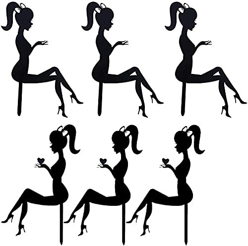 JUJIAN 6Pcs High Heels Woman Silhouette Birth Stand Decoration Toe Topper (Black)