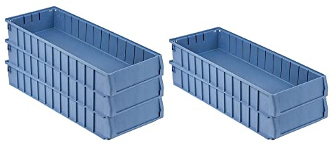 SparSet 5x Regalkasten 600 BN mit Etikett & Schutzhaube | HxBxT 9x23,4x60cm | 9,4 Liter | Sichtlagerkasten, Sortimentskasten, Sortimentsbox, Kleinteilebox