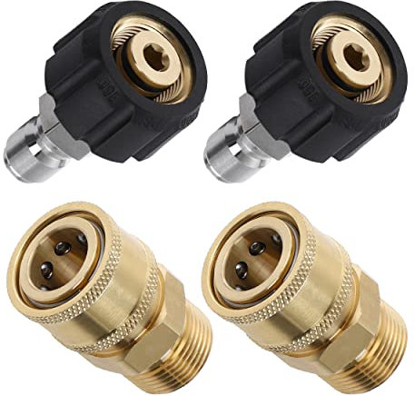 Tool Daily Hochdruckreiniger-Adapter-Set, Quick-Connect-Kit, M22 14 mm auf M22 metrische Fassung, 5000 PSI, 4 Stück