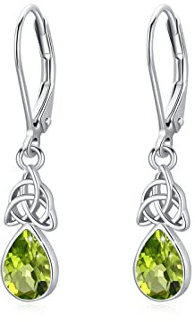 Tropfen Ohrringe 925 Sterling Silber Keltischer Knoten Grün Zirkon Hänge Schmuck Geschenke für Damen Frauen Mädchen Tochter Ehefrau Mutter Mama Freundin