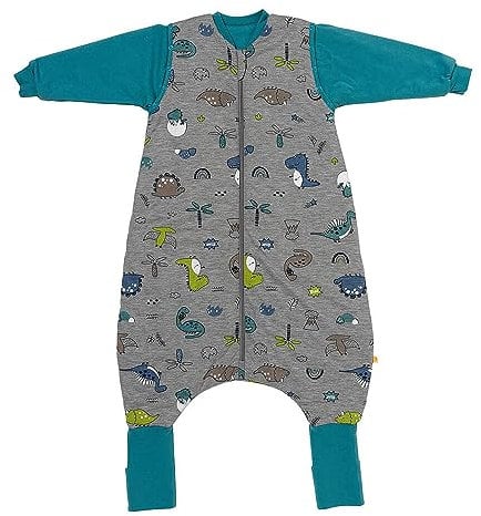 schlummersack Schlafsack mit Füßen 2.5 Tog 120 cm Dino aus Modal | Kinder Schlafsack mit Beinen und verlängerten Bündchen für eine Körpergröße 120-130cm | Ganzjahres Füßen 2.5 Tog