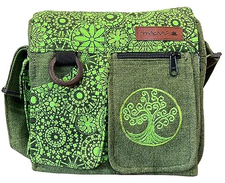 Macha Ethnische Tasche damen klein für Frauen im indischen Stil Boho-Hippie-Umhängetasche Tasche Baba cool (Grün)