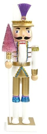 Hyclam Casa Natale Albero Legno Schiaccianoci Soldato Ornamento Artigianato Legno Creativo per Casa Bambini Bambini Regalo Compleanno Scatole Regalo con Luce Bianca Calda