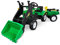 PEKECARS Tractor a Pedales con Remolque y Pala, Color Verde, Asiento de plástico, de 2 a 5 años, Incluye Pala y rastrillo