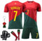 Pardofelis Fußball Trikot für Kinder, Trikot Nr. 7 Fußballtrikots Fussball T-Shirt Shorts Socken und Schienbeinschoner Set, Outdoor Football Jersey für Junge Anzug (Rot Grün, 26)
