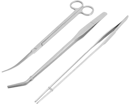3 Pcs Stainless Steel Aquarium Tank Tweezers Scissors Cleaning Tools Kit for Aquatic Plants Aquascaping Fish Tank Care