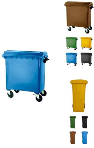 JARDIN202 - Contenedor de Basura Reciclables de Colores con Ruedas | Mango antideslizante | 800 L (Azul)