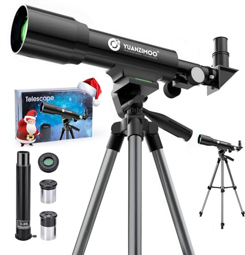 YUANZIMOO Telescope 50mm Aperture 360mm AZ Kids Adults Beginners with Tripod Black