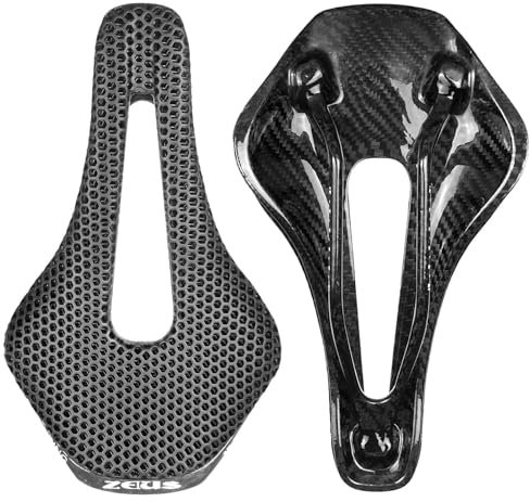 3D-bedruckter Vollcarbon-Fahrradsattel, atmungsaktiv/wasserdicht/leicht, Unisex, gepolsterter Sitz für BMX, MTB und Straße, Schwarz