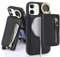 SailorTech iPhone 12 Mini Phone Leather Case with Credit Card Holder Magsafe, iPhone 12 Mini Case Ring Stand with Kickstand Card Slots Wallet Detachable 2-in-1 Zipper Case - Black