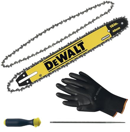 Kettensäge Zubehör - Sägekette 40cm DT20663-QZ Ersatzkette + Schwert mit Kette DT20660 40cm + Feilenheft mit Feile 4mm