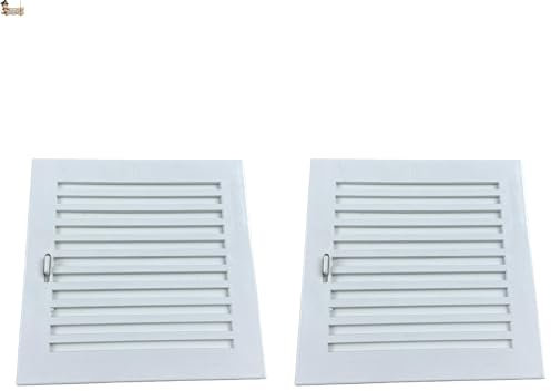 BricoLoco.com Rejilla ventilación con cierre regulable. 20 cm. ¡Pack 2 uds.! Empotrable pared o techo. Baño, cocina. Mini persiana de lamas móvil para abrir o cerrar el paso del aire (2, 20x20cms)