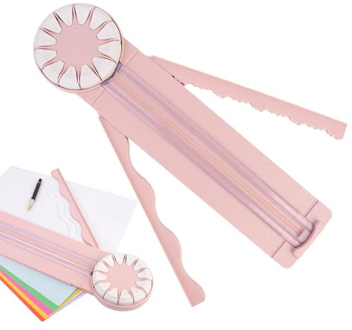 Toseky Coupe-Papier Artisanal,Tondeuse à Cadran en Papier 12 en 1,Outil de Coupe de Bords ondulés décoratifs avec mesures, Machine de Coupe de Papier multifonctionnelle pour Emballage Cadeau