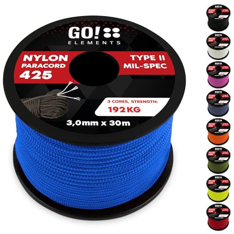 vParacord 425 Typ II | ø 3mm - 9 Kerne - max. 192 kg | 100% Nylonschnur, Allzweckseil - reißfest | Nylonseil, Armband, Hundeleine, Survival & Outdoor Seil